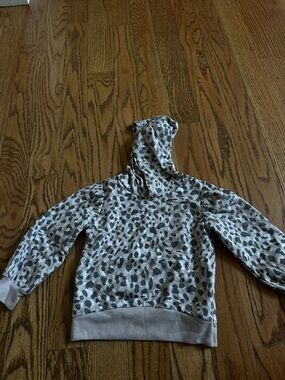 Jessica Simpson Girls' Gray Leopard Print Hoodie Sweatshirt